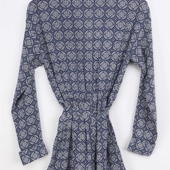 Fall Navy Blue-Print Front Button Romper - Picture 3 of 3